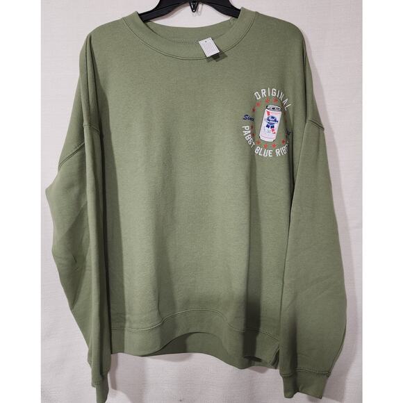 Pabst blue ribbon beer men's medium green sweatshirt - Picture 6 of 6